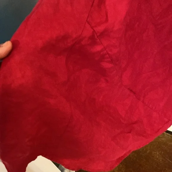 Spiegel 100% Linen (Flax) Cranberry Red long zippered tailored dress flaws pic 3 - Picture 5 of 15